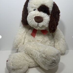 Walmart 30 IN White Brown Valentines Day Dog Soft Stuffed Toy Heart Paw Red Bow